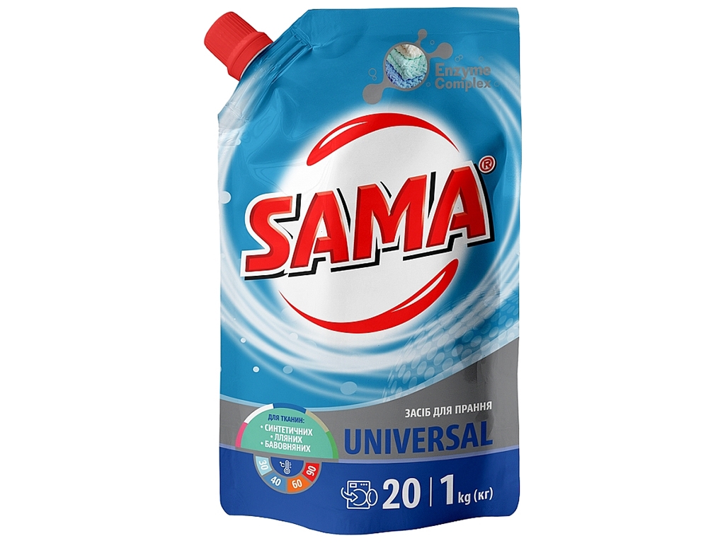 Засіб для прання Sama Universal, універсальний, 1л, дой-пак